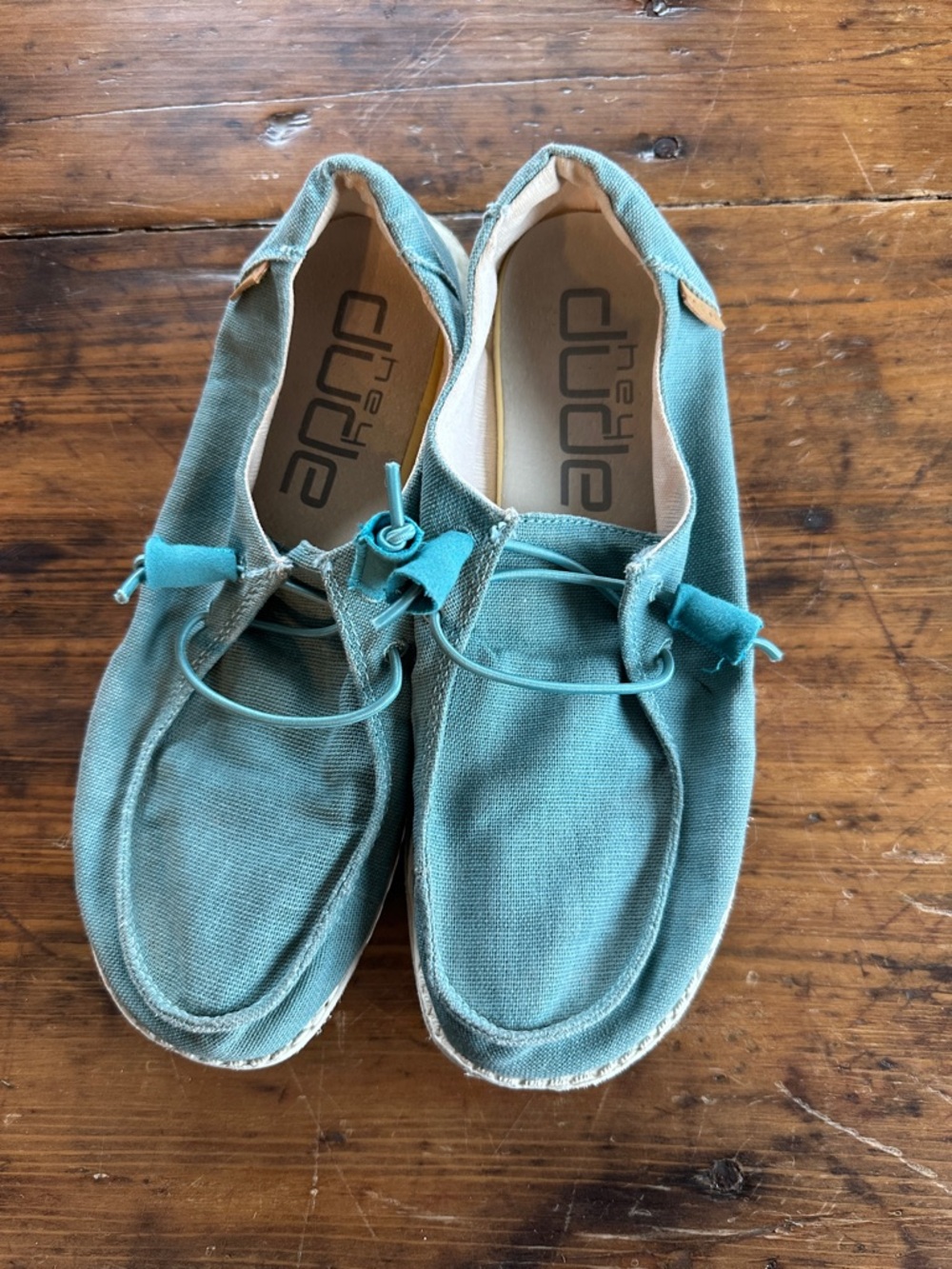 Hey Dude Aqua Canvas Slip-On Shoes with Elastic Laces
